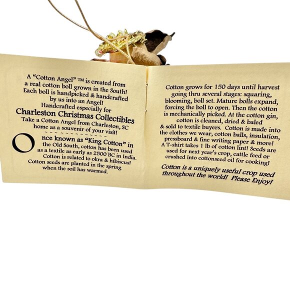 Southern Natures Cotton Angel Ornament Handcrafted w Pink Ribbon Christmas - Picture 5 of 6